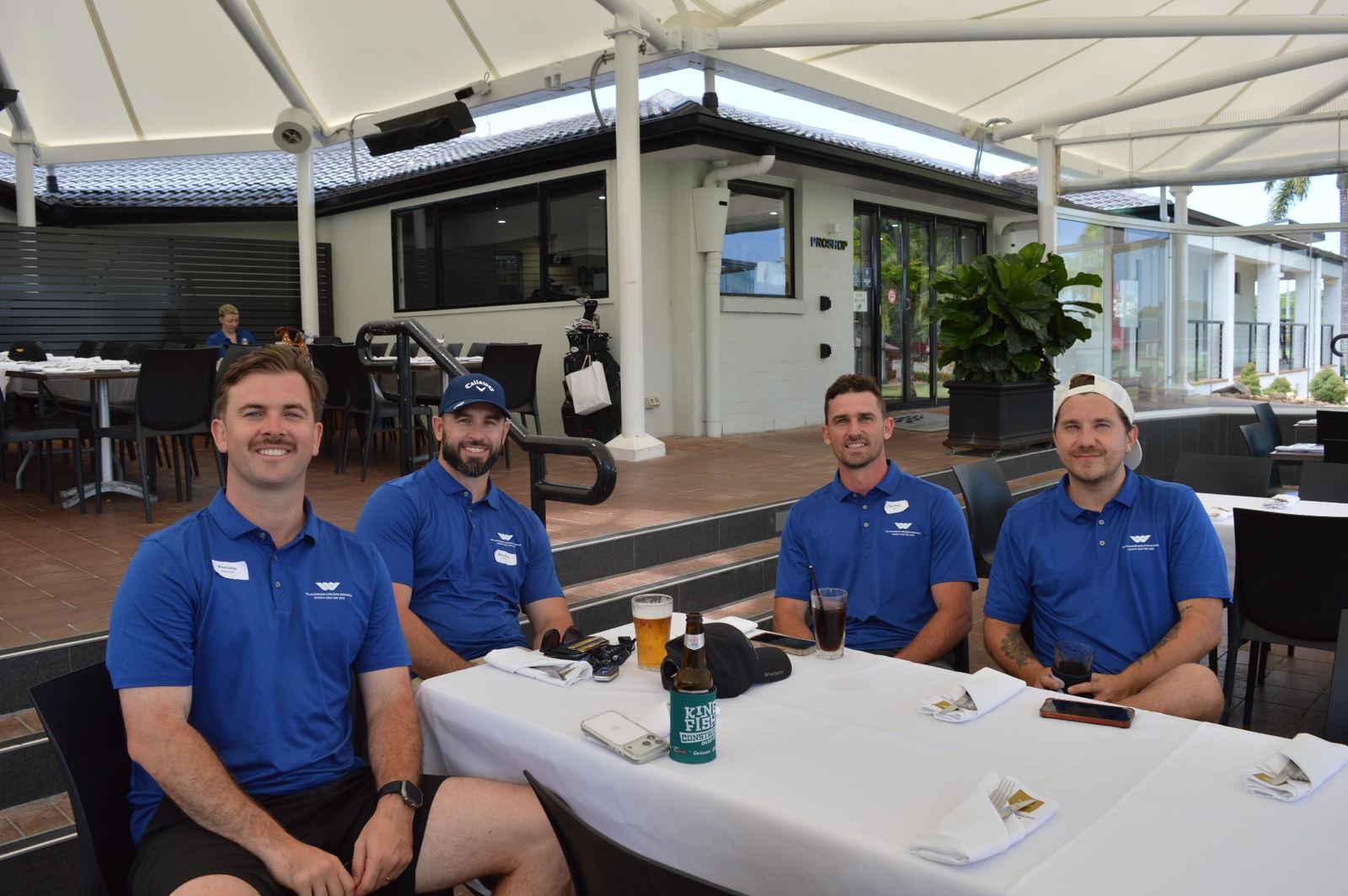 Mitch Calley and friends gathered at the clubhouse before the round